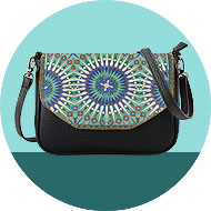 Mlavi Morocco collection wholesale fashion bags, wallets, wristlets, pouches, cardholders, luggage tags with Moroccan style pattern prints to gift shop, clothing & fashion accessories boutique, book store, souvenir shops worldwide.
