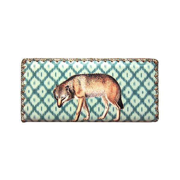 Mlavi Animal collection unique and beautiful vegan large flat wallet with vintage style animal illustration prints for wholesale and online shopping