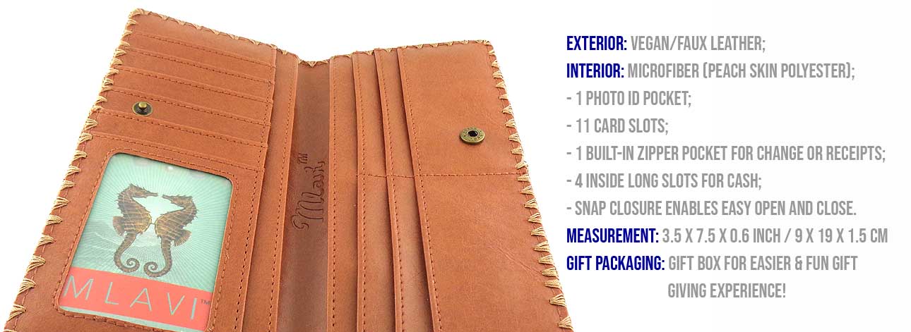 Mlavi Animal collection best selling large flat wallet happy go lucky elephant vintage style illustration print large flat wallet for wholesale & online shopping. Great good luck gift ideas.