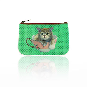 Mlavi cat themed vegan leather small pouch/coin purse for wholesale