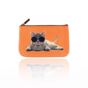 Mlavi cat themed vegan leather small pouch/coin purse for wholesale