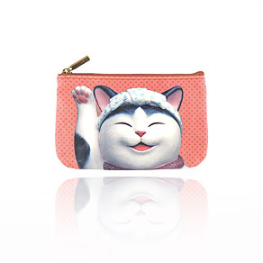 Mlavi cat themed vegan leather small pouch/coin purse for wholesale