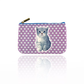 Mlavi cat themed vegan leather small pouch/coin purse for wholesale
