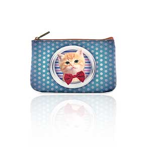Mlavi cute cat print vegan leather small pouch/coin purse for wholesale & online shopping
