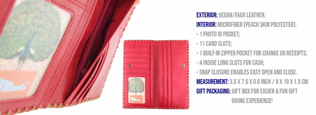 Mlavi Balkan collection best selling large flat wallet Balkan textile pattern print large flat wallet for wholesale & online shopping. Great good luck gift ideas.