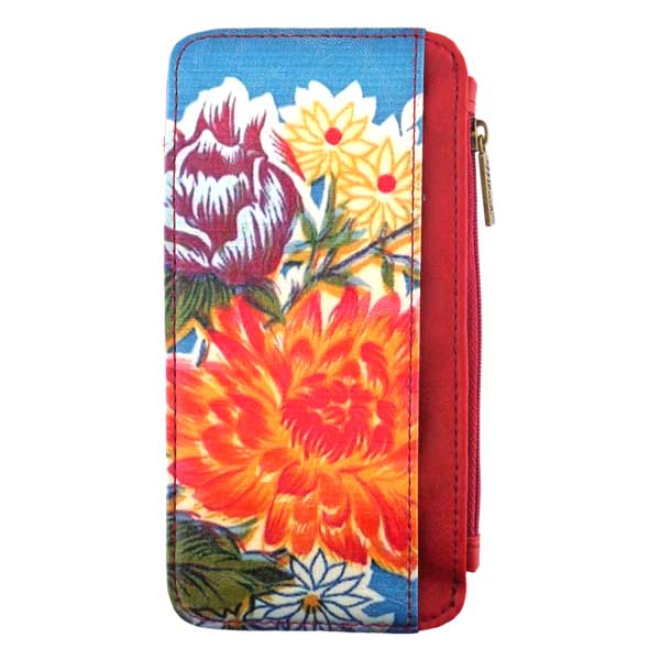 Mlavi Mexico collection vintage style vegan cardholder with retro Mexican oilcloth flora pattern illustration print for wholesale and online shopping