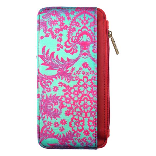 Mlavi Mexico collection vintage style vegan cardholder with retro Mexican oilcloth flora pattern illustration print for wholesale and online shopping