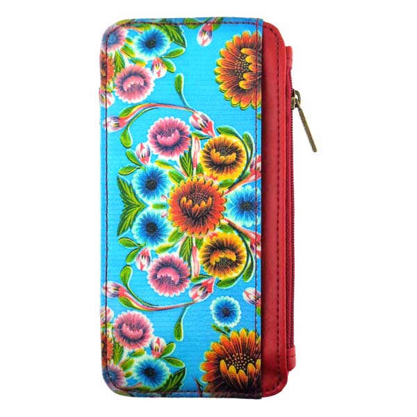 Mlavi Mexico collection vintage style vegan cardholder with retro Mexican oilcloth flora pattern illustration print for wholesale and online shopping
