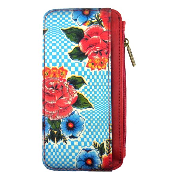 Mlavi Mexico collection vintage style vegan cardholder with retro Mexican oilcloth flora pattern illustration print for wholesale and online shopping