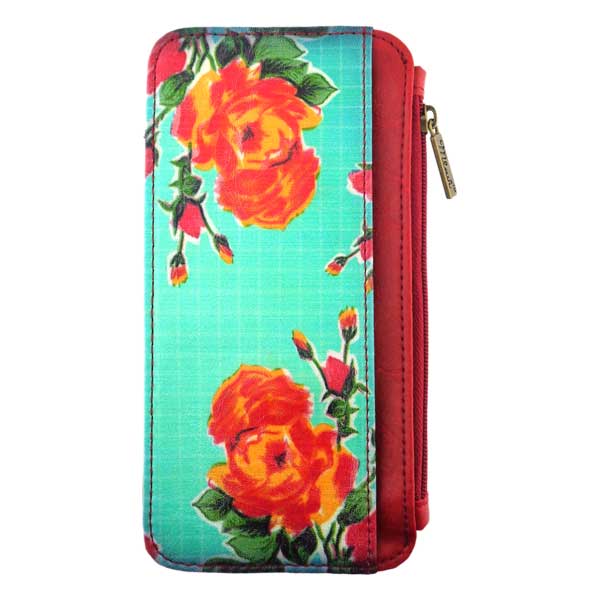 Mlavi Mexico collection vintage style vegan cardholder with retro Mexican oilcloth flora pattern illustration print for wholesale and online shopping