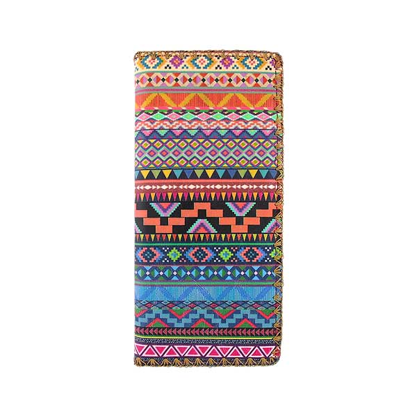 Mlavi Mexico collection unique and beautiful vegan large flat wallet with Mexican Aztec pattern inspired prints for wholesale and online shopping