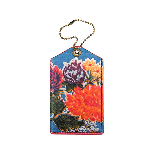 Mlavi Mexico collection vintage style vegan luggage tag with retro Mexican oilcloth flora pattern illustration print for wholesale and online shopping