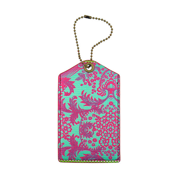 Mlavi Mexico collection vintage style vegan luggage tag with retro Mexican oilcloth flora pattern illustration print for wholesale and online shopping