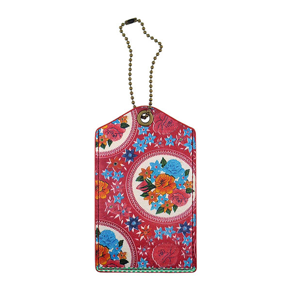 Mlavi Mexico collection vintage style vegan luggage tag with retro Mexican oilcloth flora pattern illustration print for wholesale and online shopping
