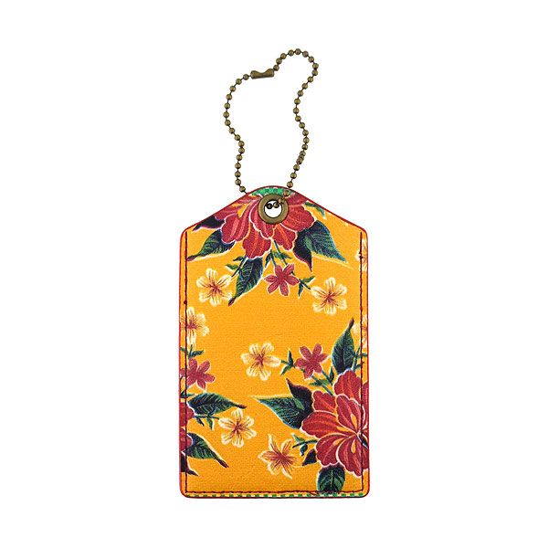 Mlavi Mexico collection vintage style vegan luggage tag with retro Mexican oilcloth flora pattern illustration print for wholesale and online shopping