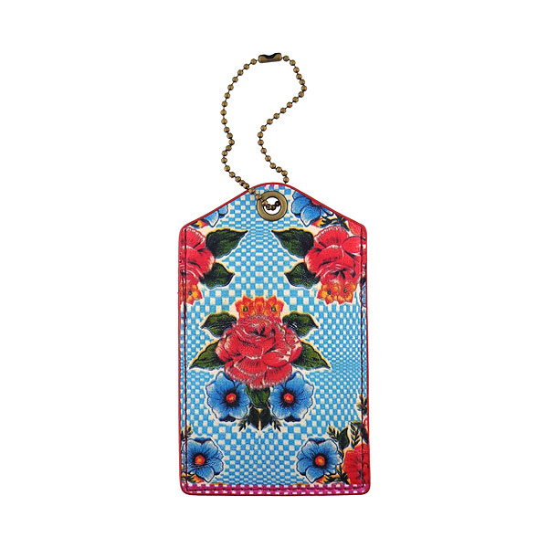 Mlavi Mexico collection vintage style vegan luggage tag with retro Mexican oilcloth flora pattern illustration print for wholesale and online shopping