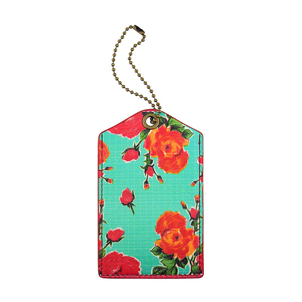 Mlavi Mexico collection vintage style vegan luggage tag with retro Mexican oilcloth flora pattern illustration print for wholesale and online shopping