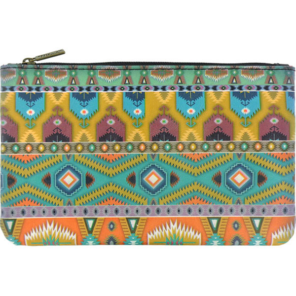 Mlavi Mexico collection vintage style vegan medium pouch with retro Mexican Aztec pattern print for wholesale and online shopping