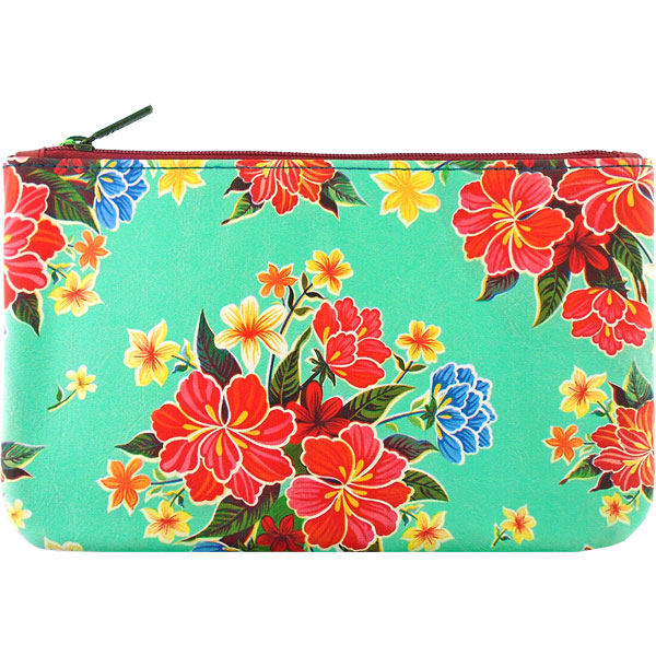 Mlavi Mexico collection vintage style vegan medium pouch with retro Mexican oilcloth flora pattern illustration print for wholesale and online shopping