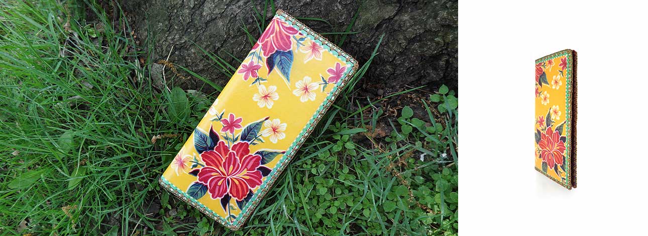 Mlavi Mexico collection best selling large flat wallet with Mexican oilcloth flora pattern print large flat wallet for wholesale & online shopping. Great good luck gift ideas.