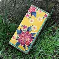 Mlavi Mexico collection Mexican oilcloth flora pattern print large flat wallet for wholesale and online shopping
