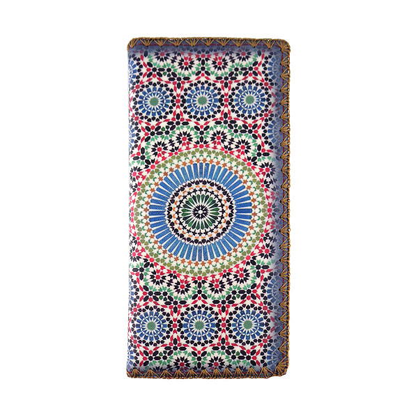 Mlavi Morocco collection unique and beautiful vegan large flat wallet with Moroccan art and craft inspired prints for wholesale and online shopping