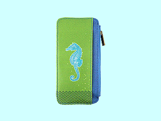 Mlavi Ocean Dream collection whimsical, beautiful seahorse themed bags, wallets, coin purses, pouches & luggage tags for wholesale and online shopping