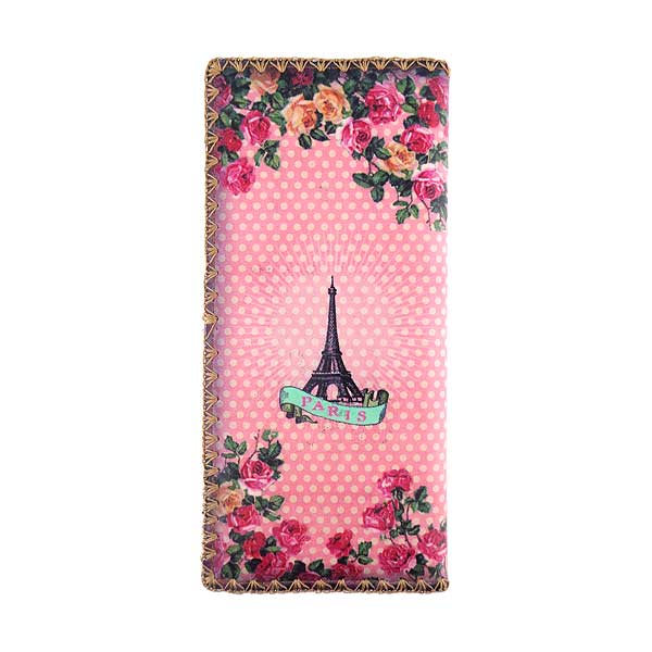 Mlavi Paris collection unique and beautiful vegan large flat wallet with vintage style Paris Eiffel Tower prints for wholesale and online shopping