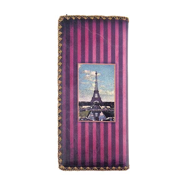 Mlavi Paris collection unique and beautiful vegan large flat wallet with vintage style Paris Eiffel Tower prints for wholesale and online shopping