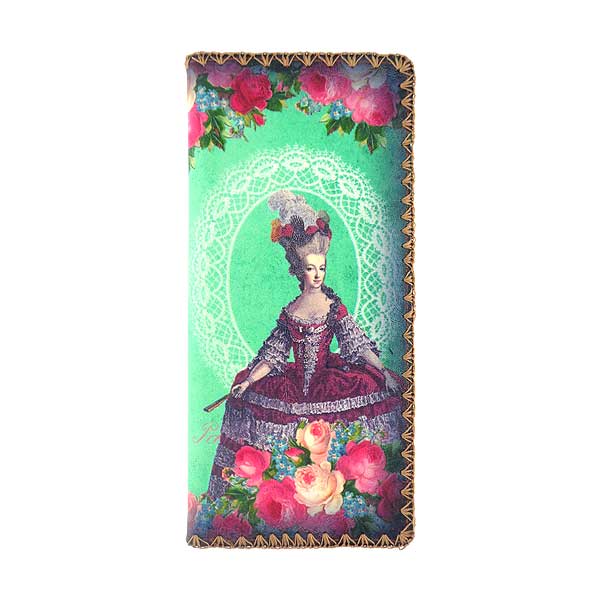 Mlavi Paris collection unique and beautiful vegan large flat wallet with French queen Marie Antoinette illustration print for wholesale and online shopping