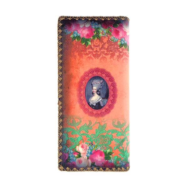 Mlavi Paris collection unique and beautiful vegan large flat wallet with French queen Marie Antoinette illustration print for wholesale and online shopping