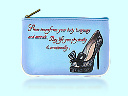 Mlavi Shoe collection small pouches/coin purses with shoe illustration & humorous quote prints for wholesale and online shopping