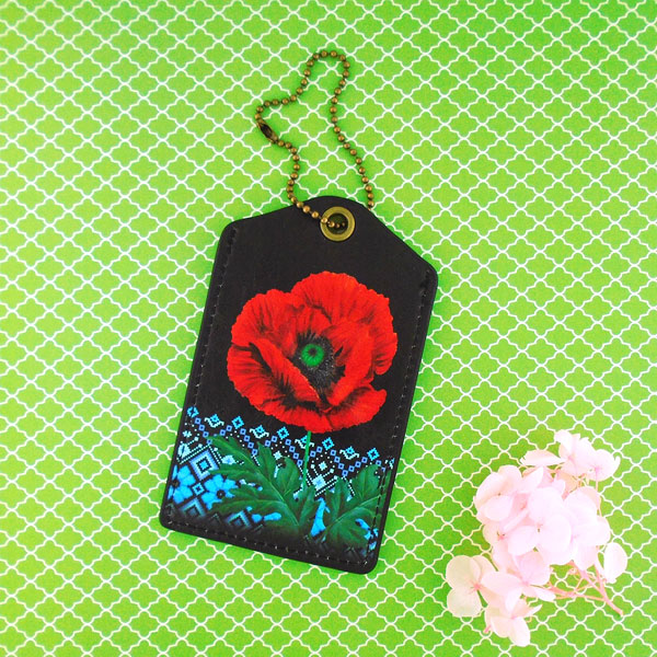 Mlavi Ukraine collection unique and beautiful vegan luggage tag with Ukrainian art and craft inspired prints for wholesale and online shopping