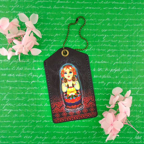 Mlavi Ukraine collection unique and beautiful vegan luggage tag with Ukrainian art and craft inspired prints for wholesale and online shopping