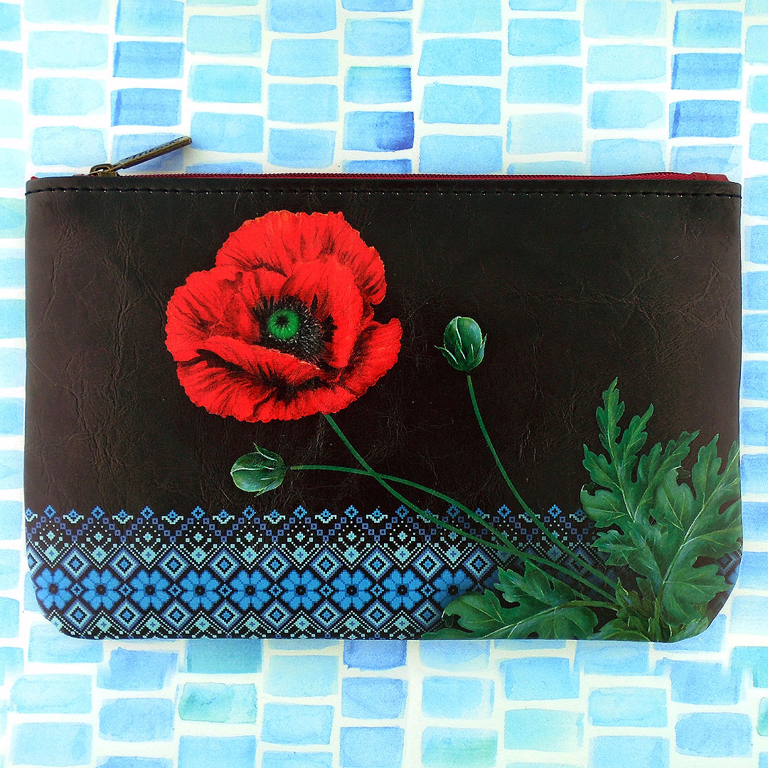 Mlavi Ukraine collection unique and beautiful vegan medium pouch with Ukrainian art and craft inspired prints for wholesale and online shopping