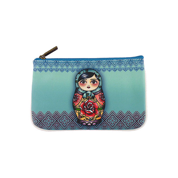 Mlavi Ukraine collection unique and beautiful vegan small pouche/coin purse with Ukrainian art and craft inspired prints for wholesale and online shopping